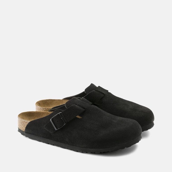 NIB Birkenstock Boston Black Suede Soft Footbed Regular Width Size - 43 - Picture 3 of 5